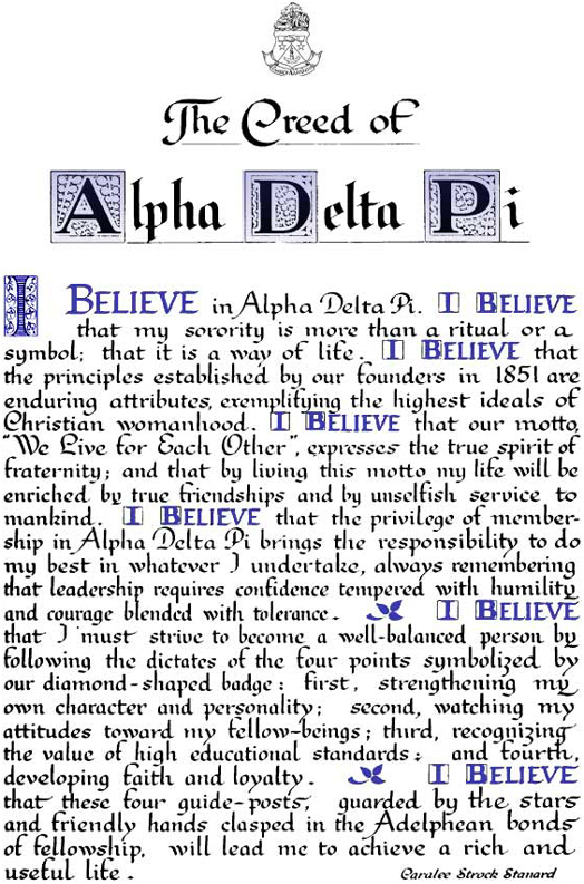 Creed of Alpha Delta Pi